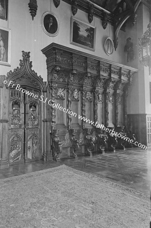 ADARE MANOR  DUTCH CHOIR STALLS AND ENTRANCE DOORS TO GREAT GALLERY